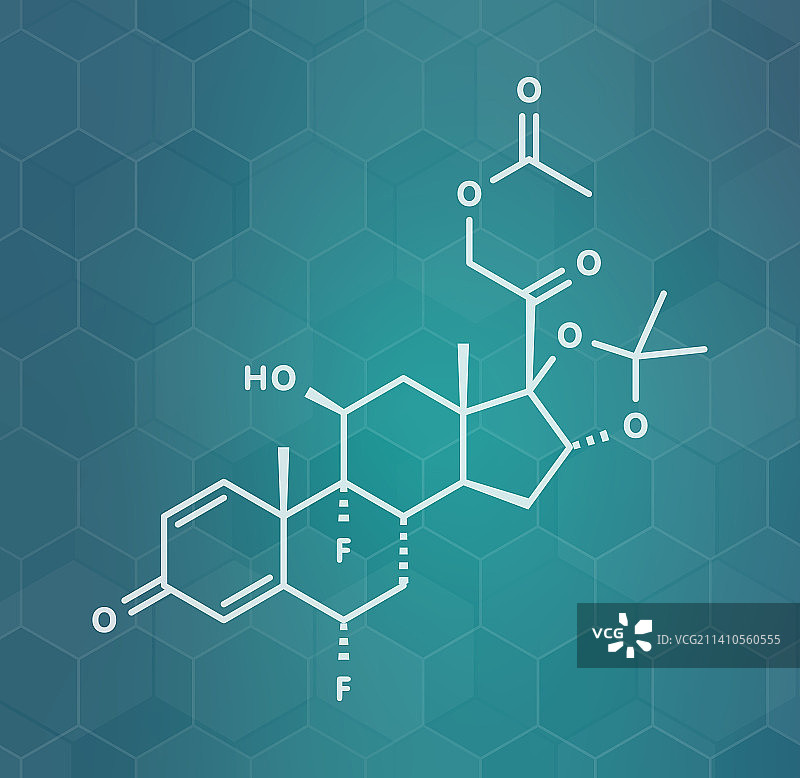 氟轻松皮质类固醇药物分子示意图图片素材