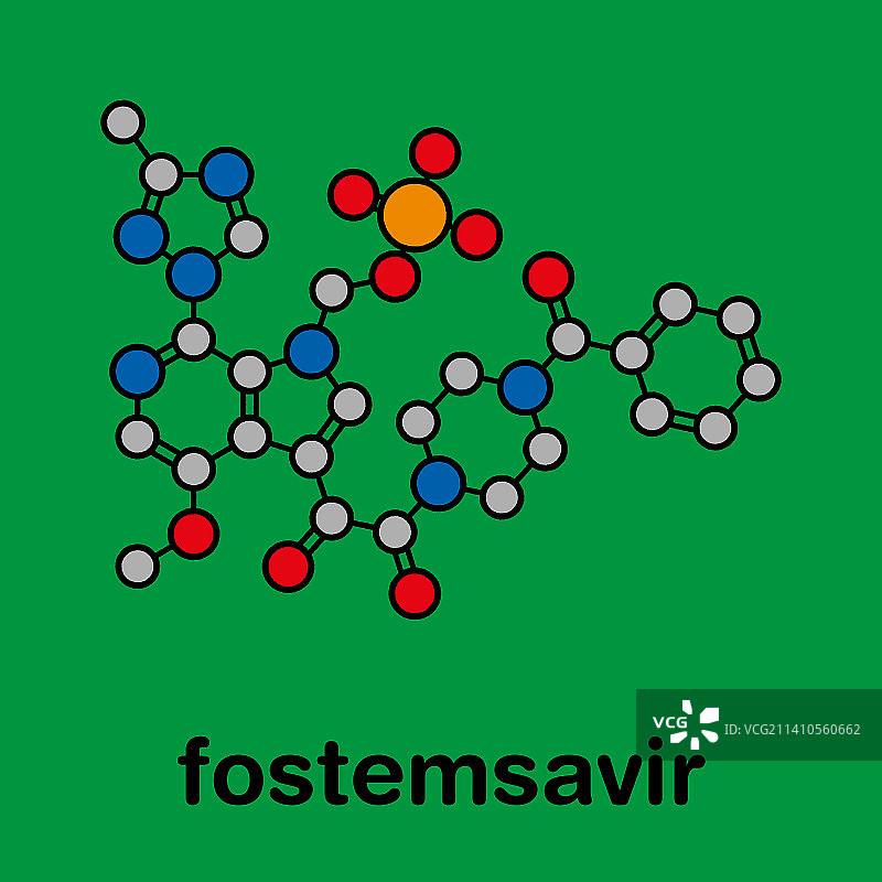 Fostemsavir HIV病毒药物分子结构示意图图片素材