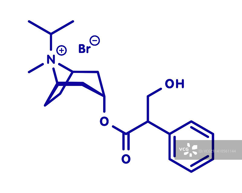 异丙托溴铵哮喘药物分子结构图图片素材