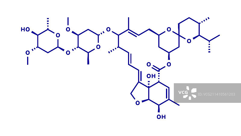 伊维菌素抗寄生虫药物分子，图示图片素材