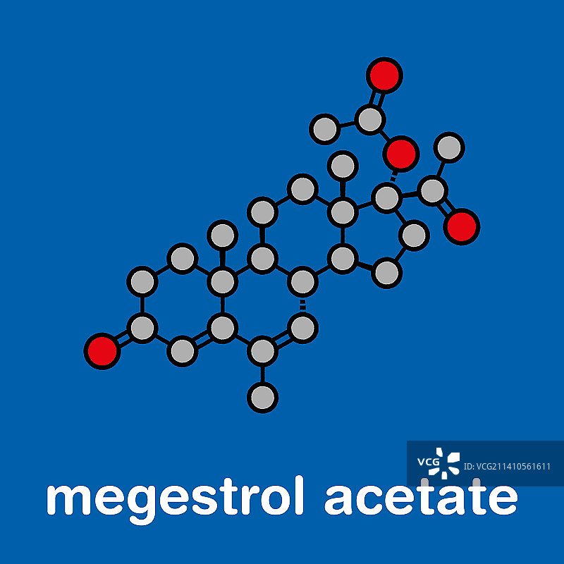 醋酸甲地孕酮食欲刺激剂药物分子图片素材
