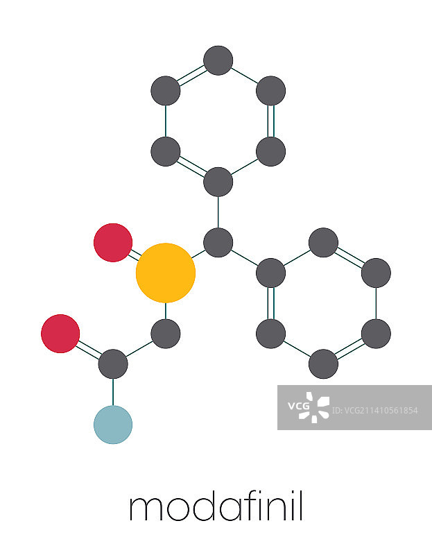 莫达非尼，促进清醒药物分子，示意图图片素材