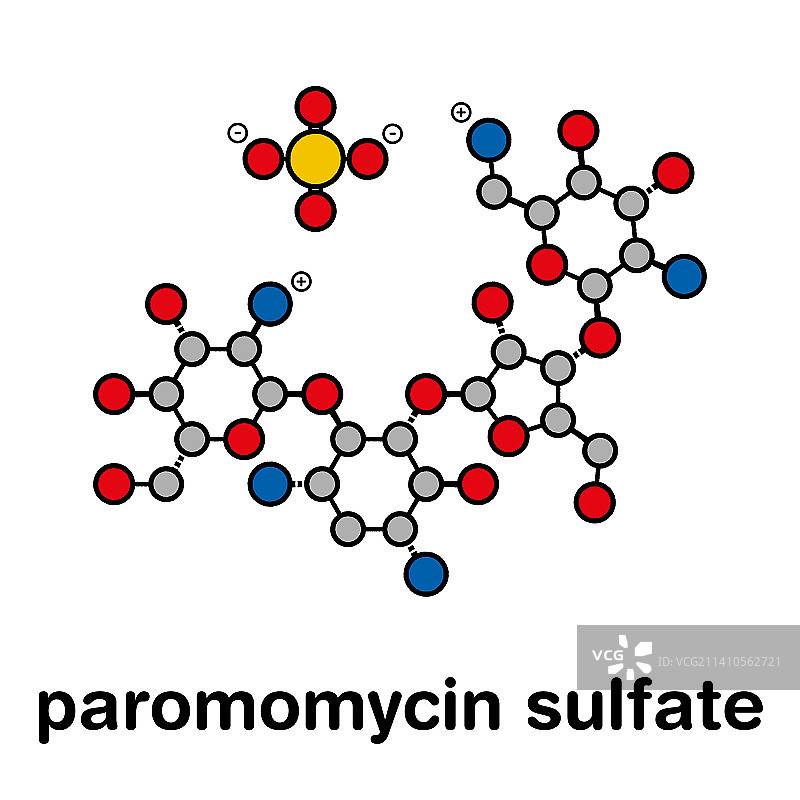 巴龙霉素抗生素药物分子，图示图片素材