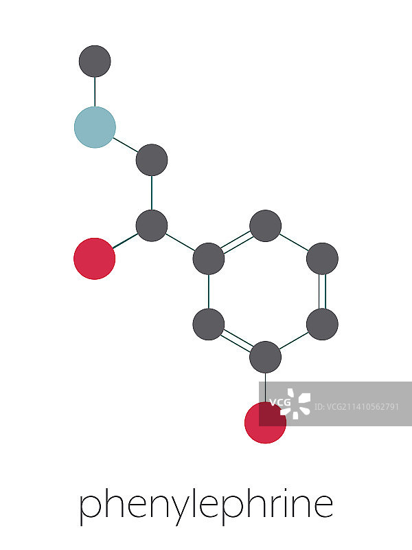 盐酸苯肾上腺素鼻塞解除剂药物分子，图示图片素材