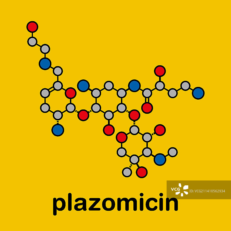 普拉唑米星抗生素药物分子，图示图片素材