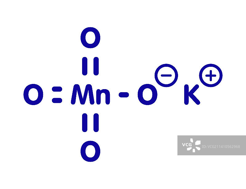 高锰酸钾晶体结构，图示图片素材