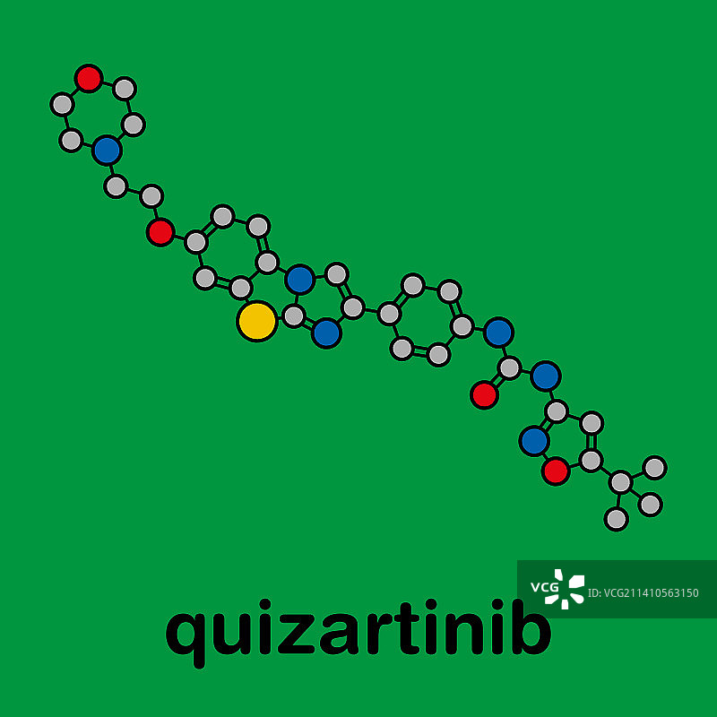 抗癌药物Quizartinib分子结构示意图图片素材
