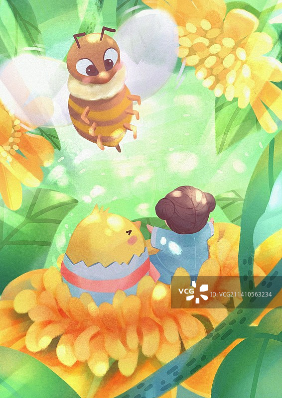 蜜蜂采花 嘟嘟妹系列图片素材