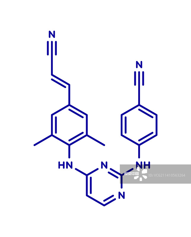 利匹韦林HIV药物分子结构示意图图片素材