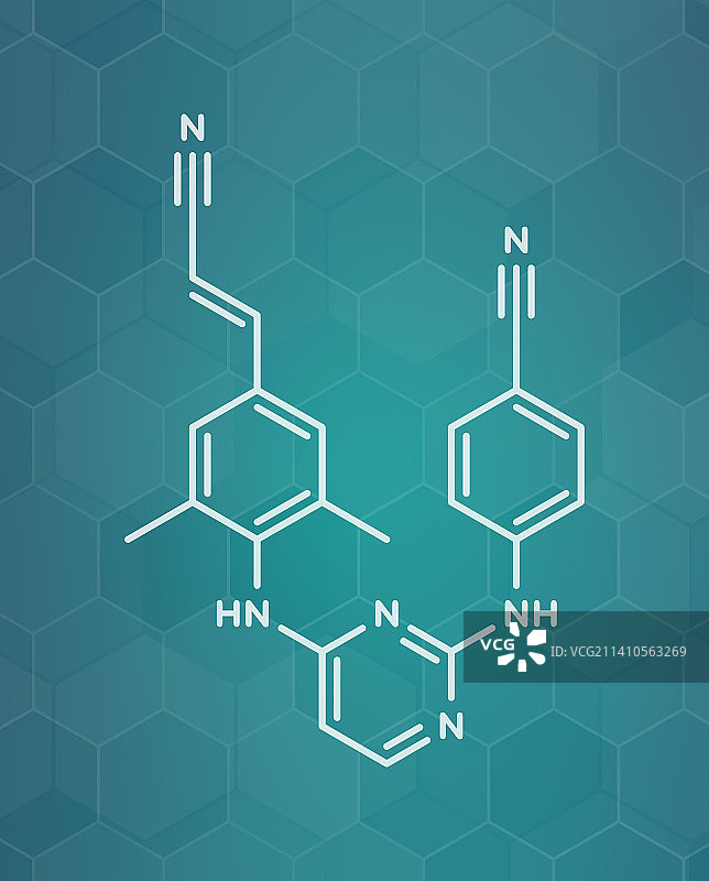 利匹韦林HIV药物分子结构示意图图片素材