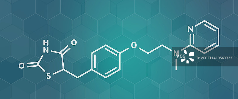 罗格列酮糖尿病药物分子结构示意图图片素材
