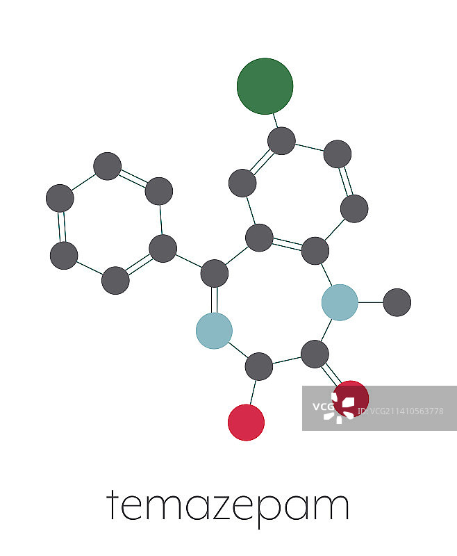 替马西泮苯二氮卓类药物分子结构图图片素材