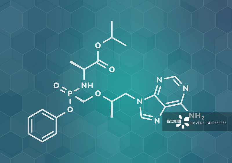 替诺福韦艾拉酚胺抗病毒药物分子结构示意图图片素材