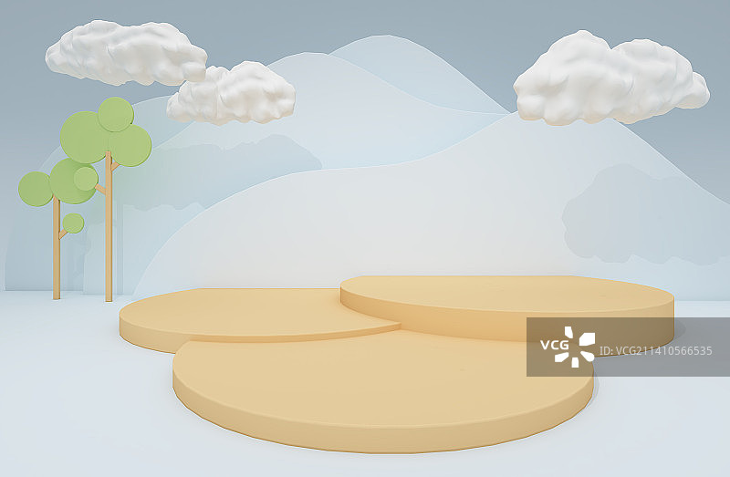 3D彩色抽象几何展示台图片素材