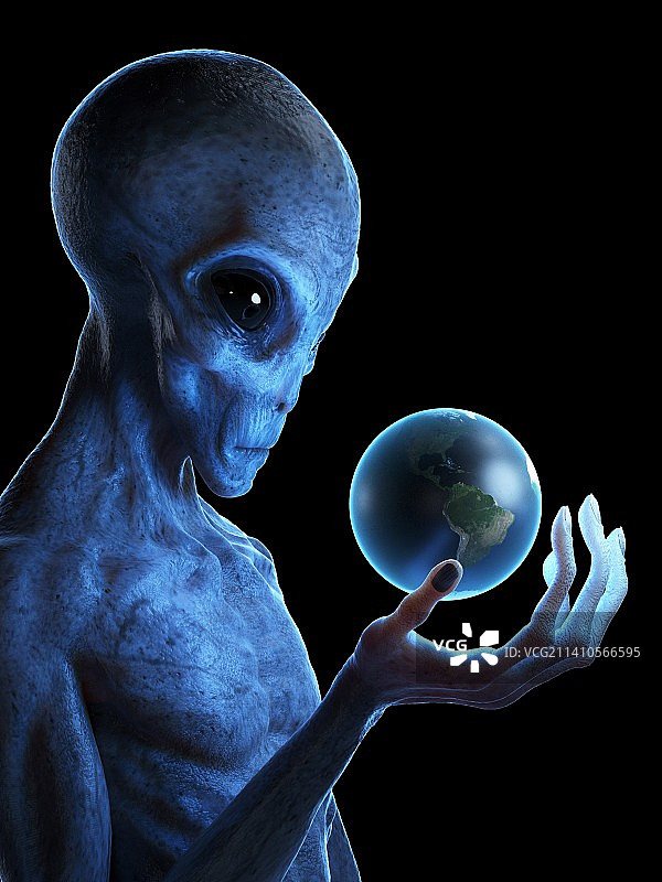 外星人抱着地球插图图片素材