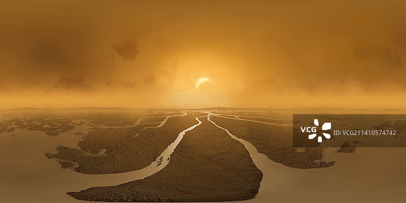 土卫六上三角洲的360度艺术作品图片素材