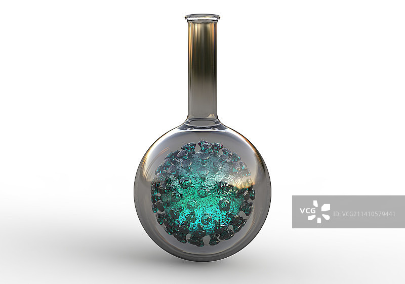 实验室烧瓶中的新冠病毒图片素材