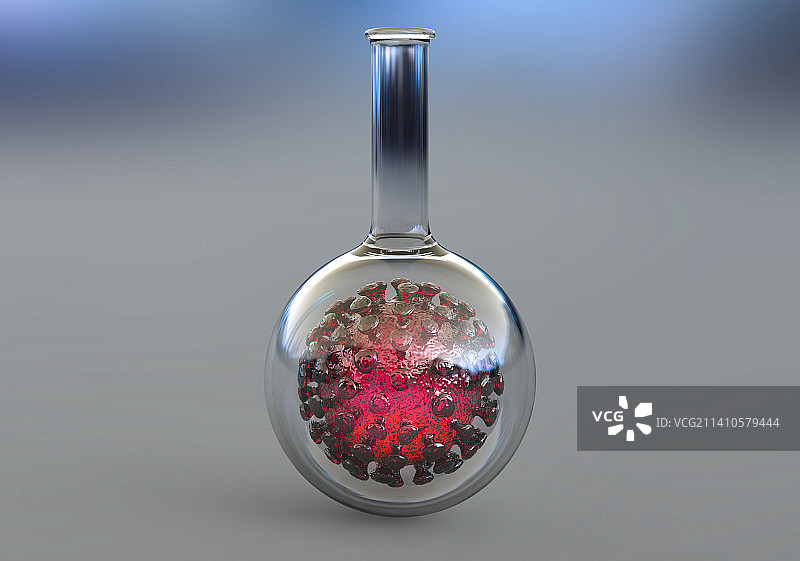 实验室烧瓶中的新冠病毒图片素材