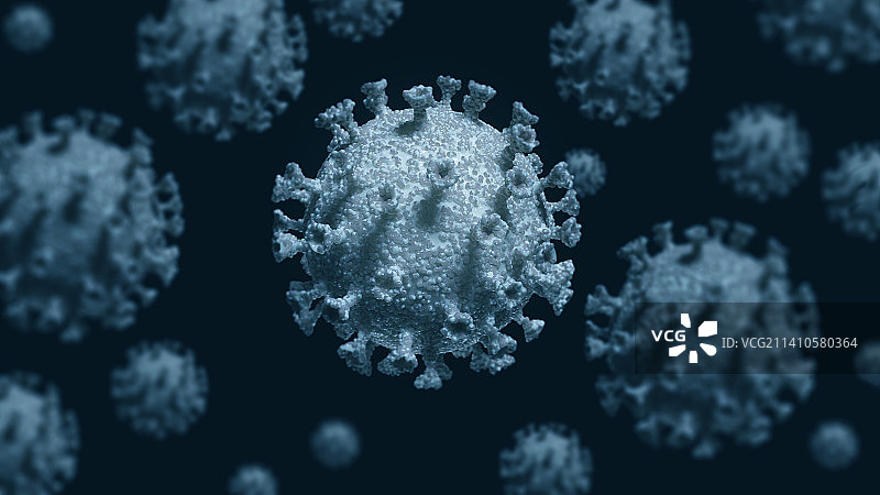Covid-19冠状病毒颗粒，插图图片素材