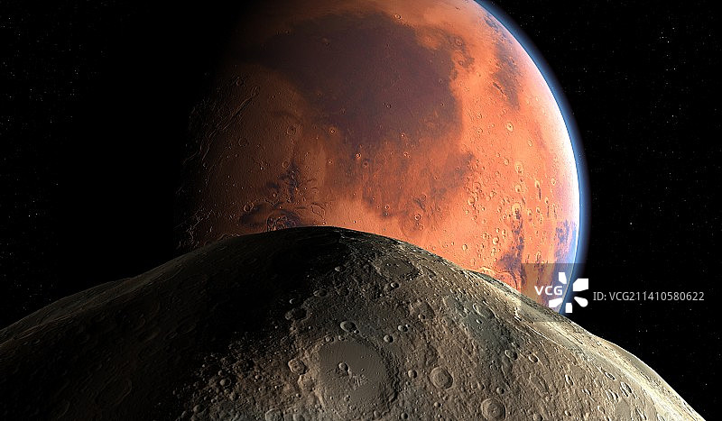 火星和火卫一插图图片素材