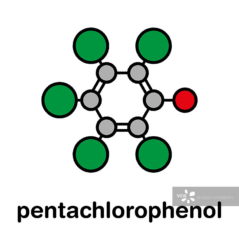 五氯苯酚农药分子结构示意图图片素材