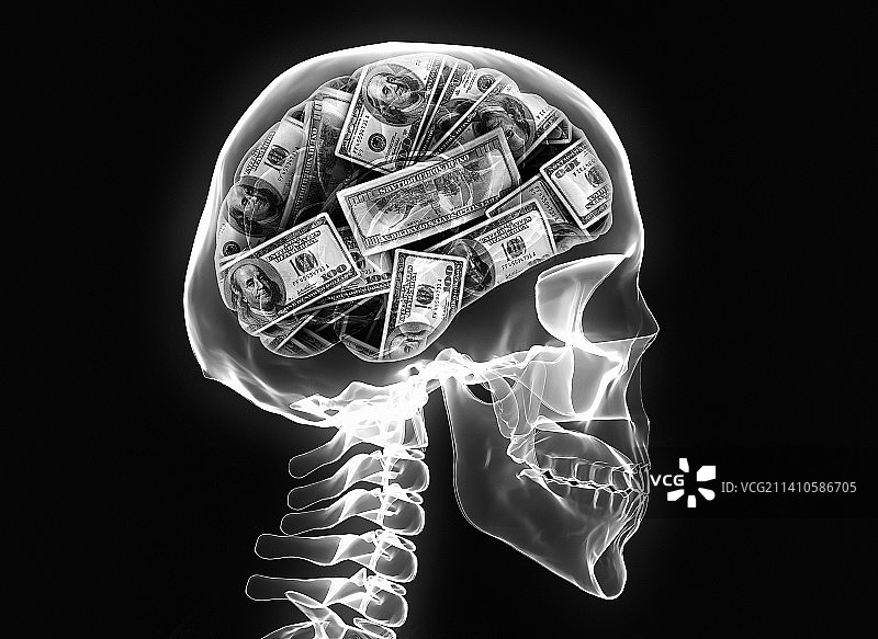 用金钱构成的人脑插图图片素材