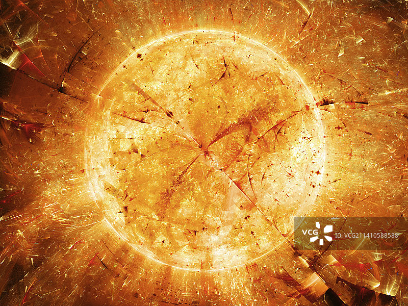 带有爆炸粒子的火红星星抽象插图图片素材