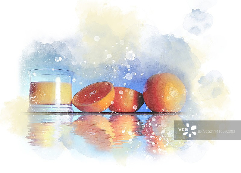 橙子和橙汁插画图片素材