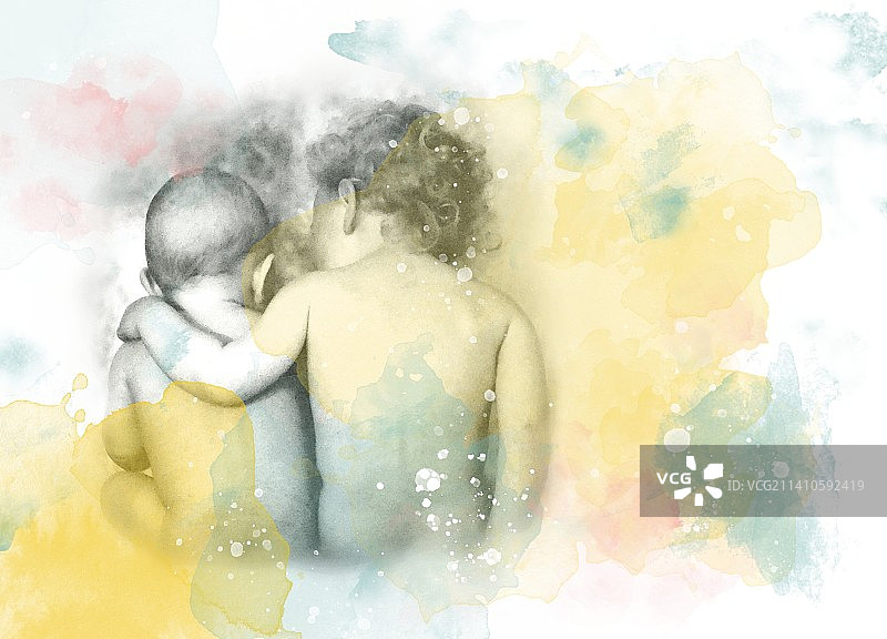 兄妹插画图片素材