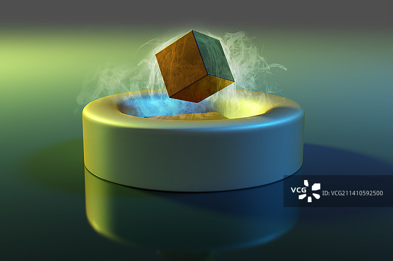 超导体上的悬浮磁铁插画图片素材