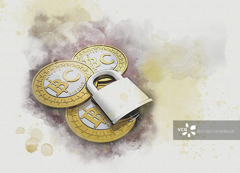 比特币安全概念插画图片素材