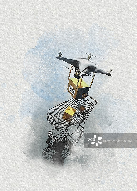 无人机配送概念插图图片素材