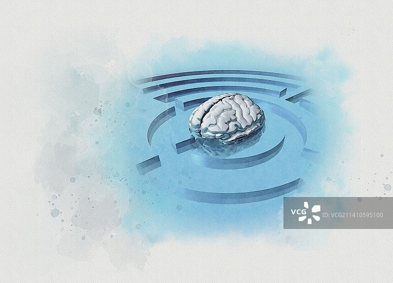 迷宫中的人脑插画图片素材