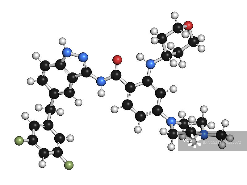 恩曲替尼抗癌药物分子结构示意图图片素材