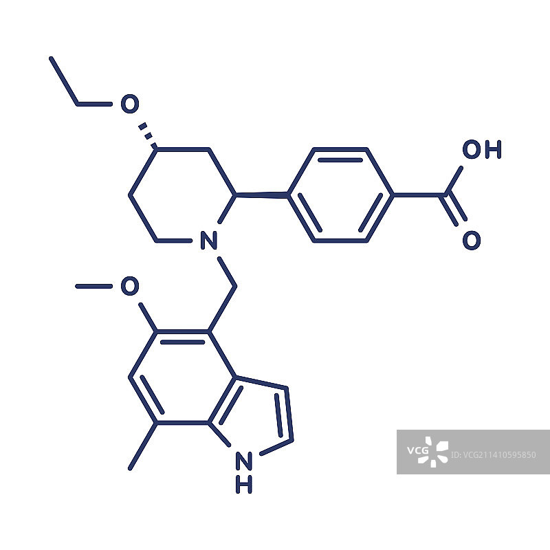 Iptacopan药物分子结构示意图图片素材