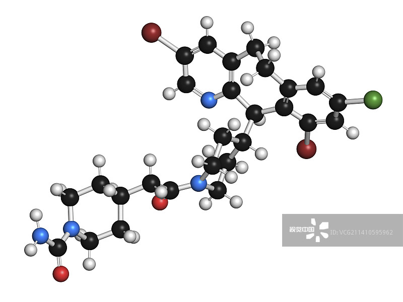 Lonafarnib药物分子结构示意图图片素材