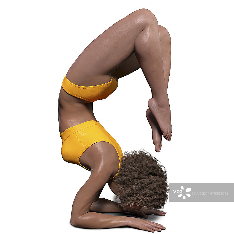 女人蝎子式瑜伽姿势插画图片素材