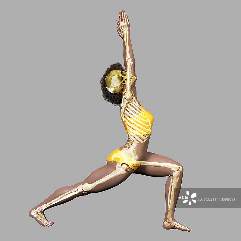 战士一式瑜伽姿势的女人，插图图片素材