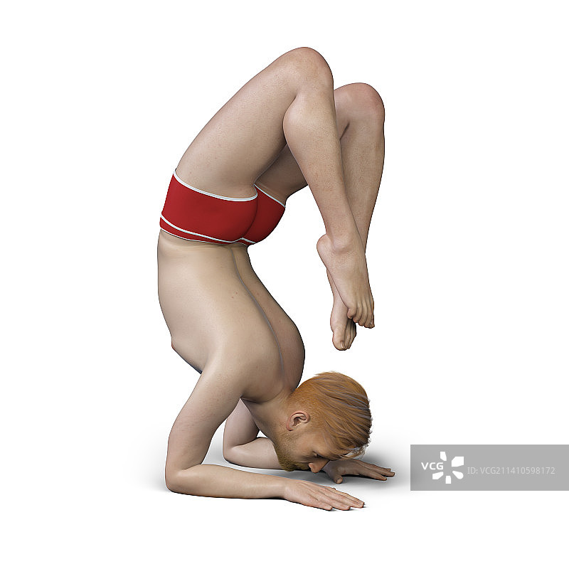 男人蝎子式瑜伽插画图片素材