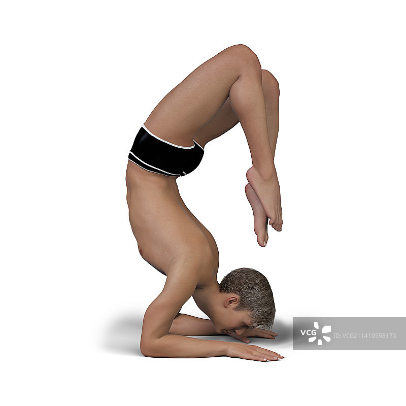 男人蝎子式瑜伽插画图片素材