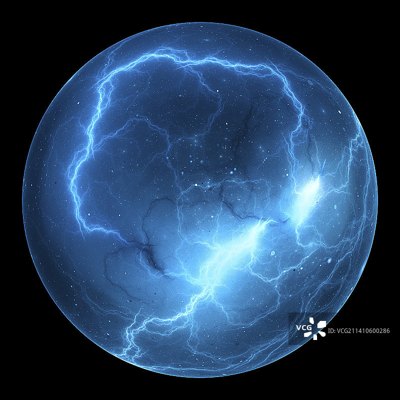 蓝色高压电球概念插画图片素材