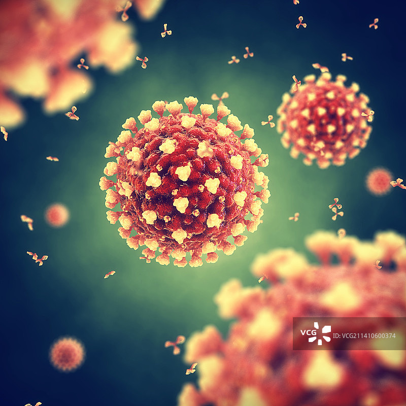 冠状病毒颗粒，插图图片素材