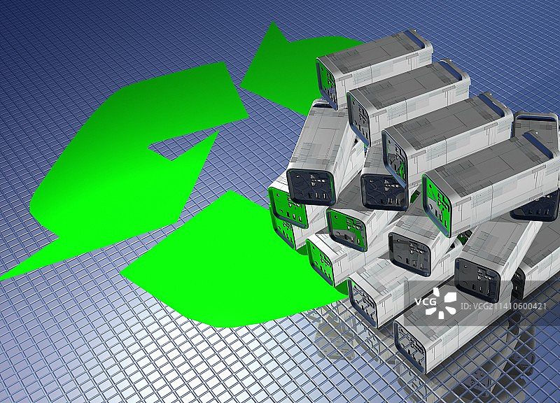 电动汽车电池的回收利用概念插图图片素材