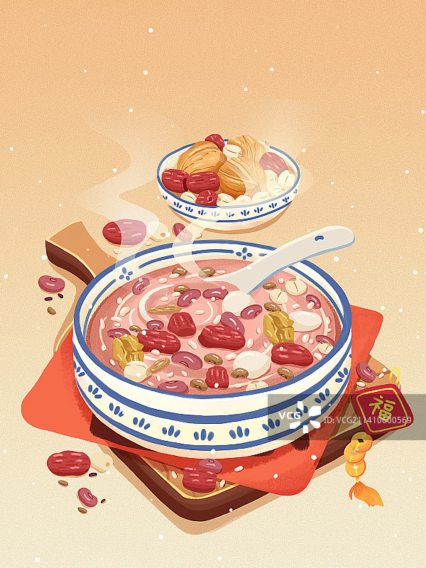 手绘腊八节冬季暖心腊八粥插画图片素材