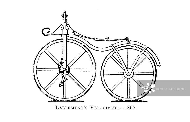 19世纪拉勒芒的脚踏车插图图片素材
