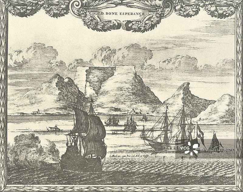 17世纪的南非开普敦景观图片素材