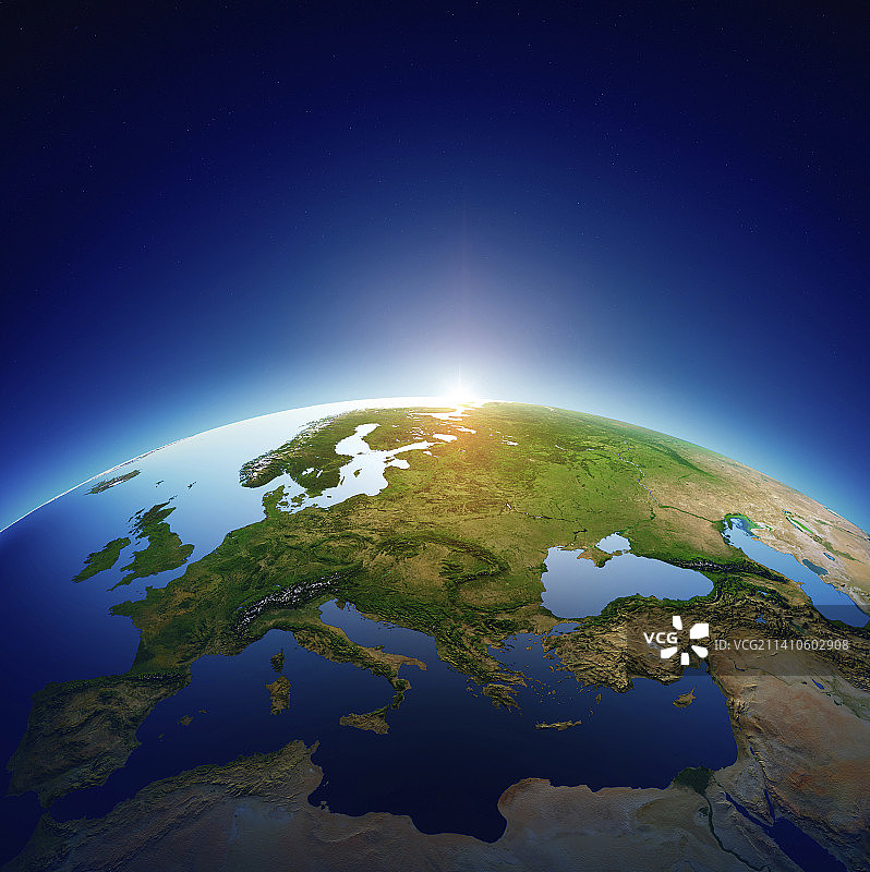 地球日出插画图片素材