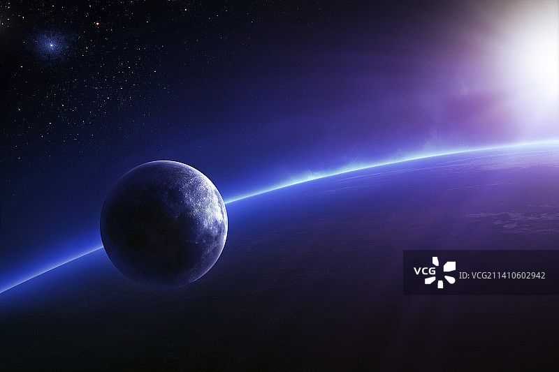 地球和月亮插图图片素材