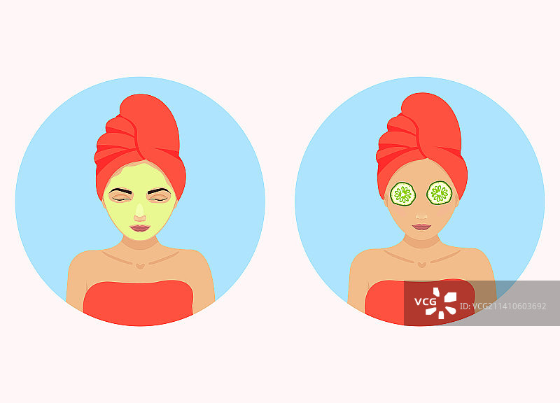 家庭美容护理概念插画图片素材