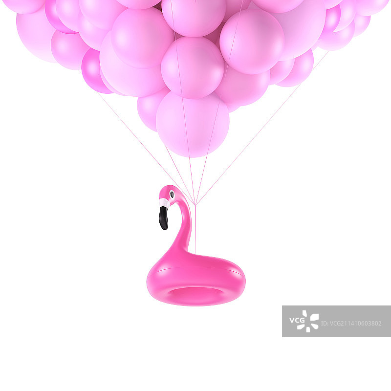 粉色充气火烈鸟气球插画图片素材